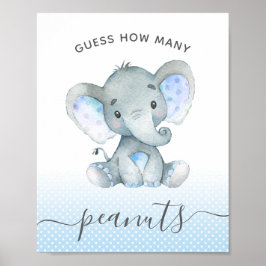 Raad eens hoeveel pinda's olifant Baby shower Poster