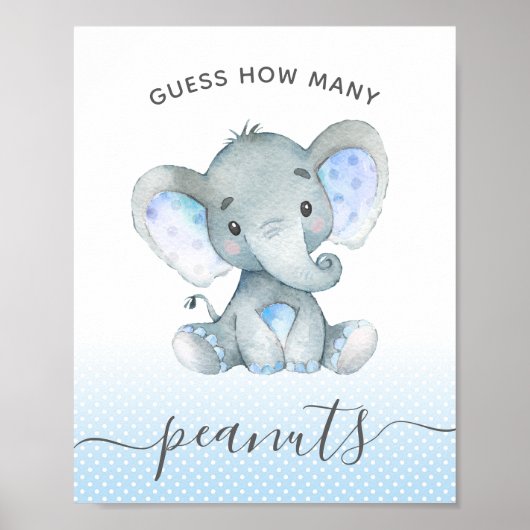 Raad eens hoeveel pinda's olifant Baby shower Poster (Voorkant)