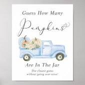 Raad eens hoeveel pompoenen baby boy douche spel poster (Voorkant)