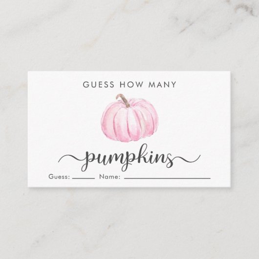 Raad eens hoeveel pompoenen baby meisje douche spe informatiekaartje (Voorkant)