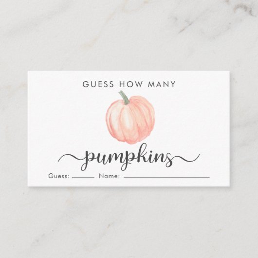 Raad eens hoeveel pompoenen Baby shower spel Informatiekaartje (Voorkant)