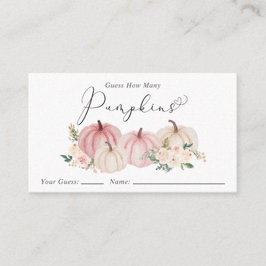 Raad eens hoeveel pompoenen Baby shower spel Informatiekaartje (Voorkant)