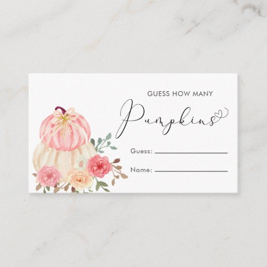 Raad eens hoeveel pompoenen Baby shower spel Informatiekaartje (Voorkant)