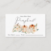 Raad eens hoeveel pompoenen Baby shower spel Informatiekaartje (Voorkant)