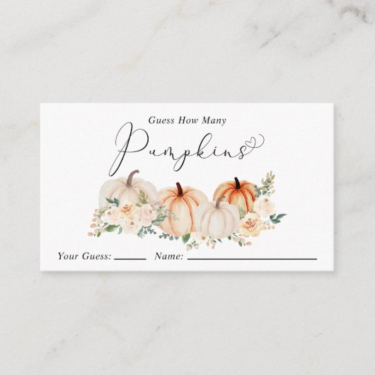 Raad eens hoeveel pompoenen Baby shower spel Informatiekaartje (Voorkant)