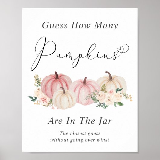 Raad eens hoeveel pompoenen Baby shower spel Poster