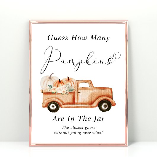 Raad eens hoeveel pompoenen Baby shower spel Poster