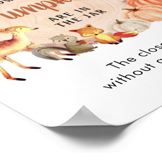 Raad eens hoeveel pompoenen Baby shower spel Poster (Hoek)