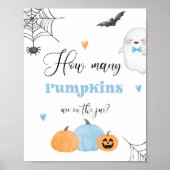 Raad eens hoeveel pompoenen blauw kleine Boo Poster (Voorkant)