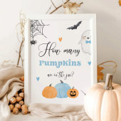 Raad eens hoeveel pompoenen blauw kleine Boo Poster