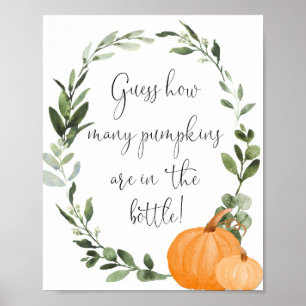 Raad eens hoeveel pompoenen er in het flessenteken poster
