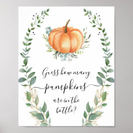 Raad eens hoeveel pompoenen er in het flessenteken poster