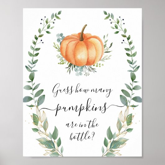 Raad eens hoeveel pompoenen er in het flessenteken poster (Voorkant)