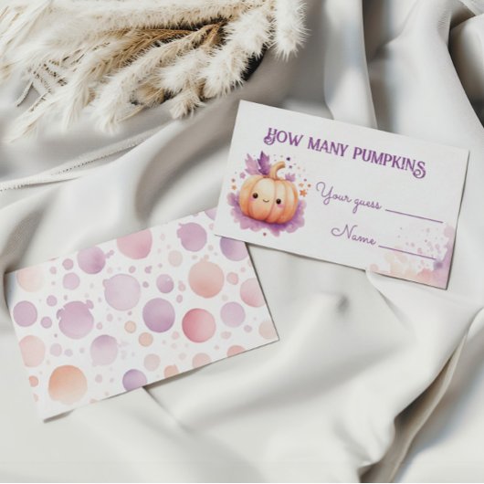 Raad eens hoeveel pompoenen Halloween Baby shower Informatiekaartje