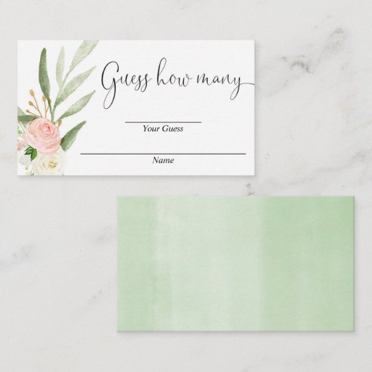 Raad eens hoeveel roze baby showers met roze flora informatiekaartje (Voorkant / Achterkant)