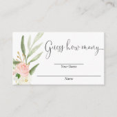 Raad eens hoeveel roze baby showers met roze flora informatiekaartje (Voorkant)