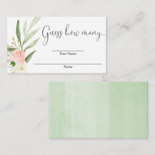 Raad eens hoeveel roze baby showers met roze flora informatiekaartje