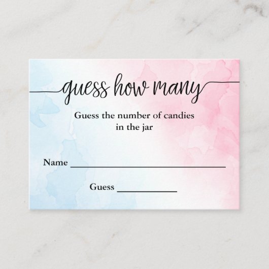 Raad eens hoeveel roze en blauwe Waterverf de Kaar Informatiekaartje (Voorkant)