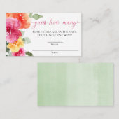 Raad eens hoeveel roze oranje pioen baby shower informatiekaartje (Voorkant / Achterkant)