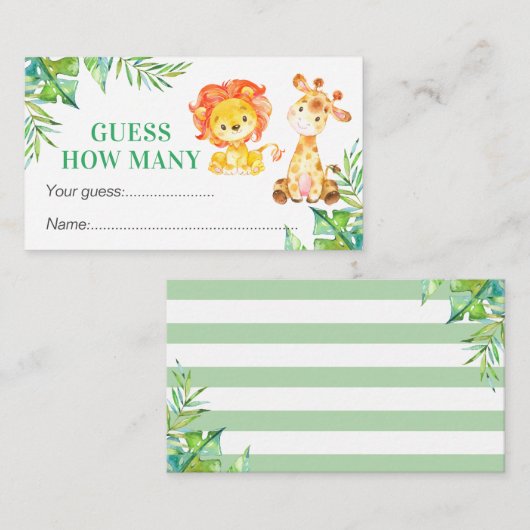 Raad eens hoeveel Safari Baby shower verjaardagssp Informatiekaartje (Voorkant / Achterkant)