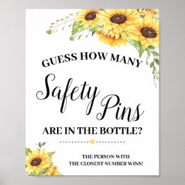 Raad eens hoeveel Safety Pins-spelbordBaby shower Poster