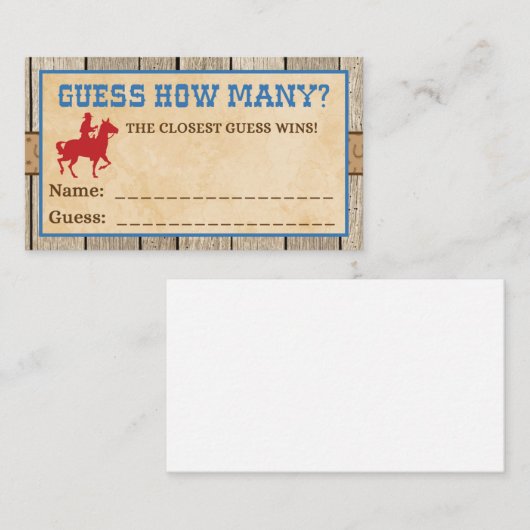 Raad eens hoeveel Snoep gaming Tickets Cowboy bezo Informatiekaartje (Voorkant / Achterkant)