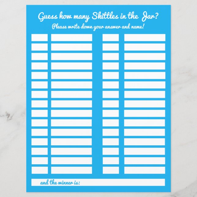 Raad eens hoeveel Snoep in het Jar Baby shower Log (Voorkant)