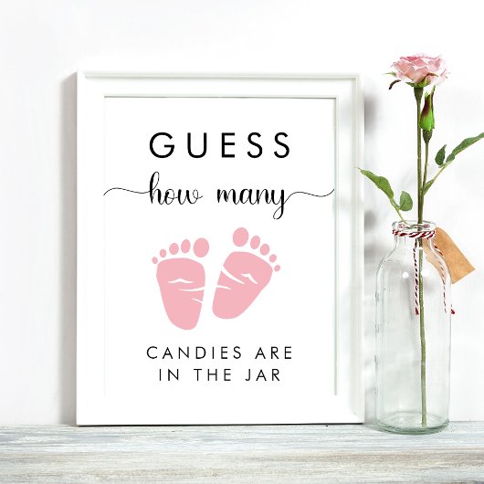 Raad eens hoeveel Snoepjes baby meisje douche spel Poster