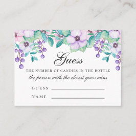 Raad eens hoeveel snoepjes. Baby shower spel. Flor Plaatskaartje