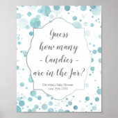 Raad eens hoeveel Snoepjes blauw Stip Baby shower Poster (Voorkant)