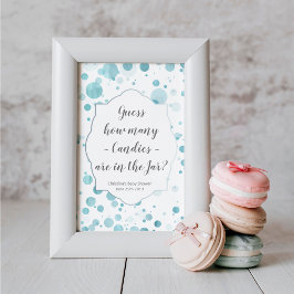Raad eens hoeveel Snoepjes blauw Stip Baby shower Poster