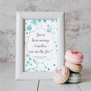 Raad eens hoeveel Snoepjes blauw Stip Baby shower Poster