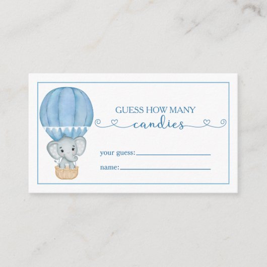 Raad eens hoeveel Snoepjes Blue Elephant Baby show Informatiekaartje (Voorkant)