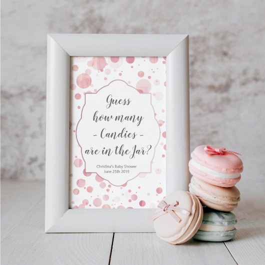 Raad eens hoeveel Snoepjes Blush Pink Stippen Baby Poster