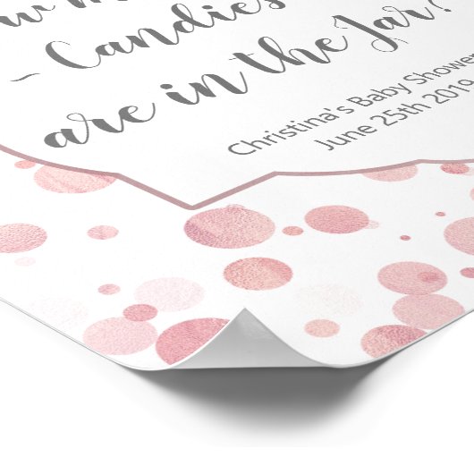 Raad eens hoeveel Snoepjes Blush Pink Stippen Baby Poster (Hoek)