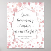 Raad eens hoeveel Snoepjes Blush Pink Stippen Baby Poster (Voorkant)