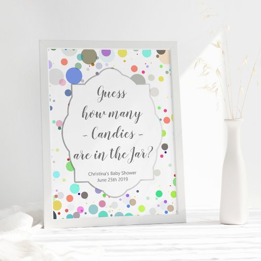 Raad eens hoeveel Snoepjes Multicolor Baby shower Poster