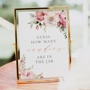 Raad eens hoeveel Snoepjes roze Baby shower teken