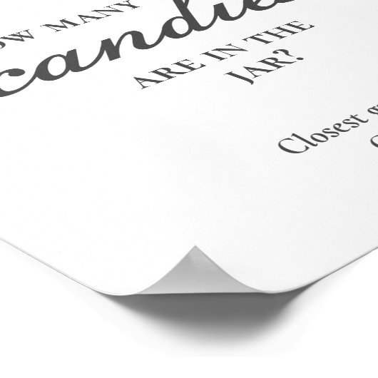 Raad eens hoeveel Snoepjes Roze strik Baby shower Poster (Hoek)