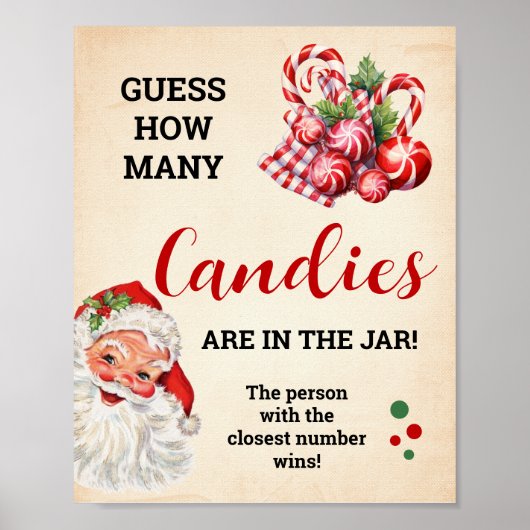 Raad eens hoeveel Snoepjes Santa Christmas spel te Poster (Voorkant)
