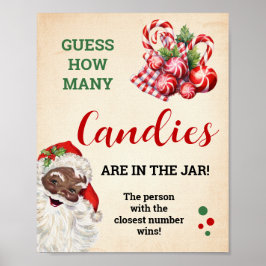 Raad eens hoeveel Snoepjes Santa Christmas spel te Poster