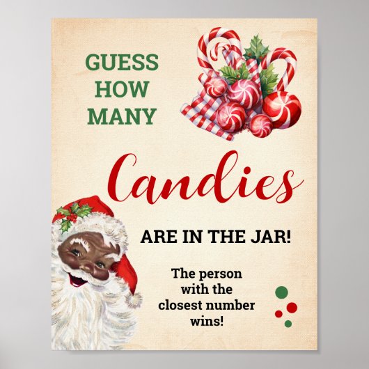 Raad eens hoeveel Snoepjes Santa Christmas spel te Poster (Voorkant)