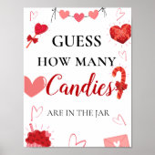Raad eens hoeveel snoepjes valentijn Baby shower T Poster (Voorkant)