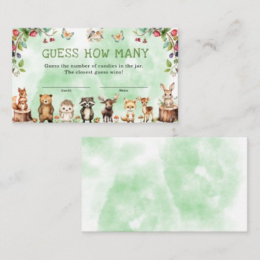 Raad eens hoeveel Snoepjes Woodland Baby shower Ga Informatiekaartje (Voorkant / Achterkant)