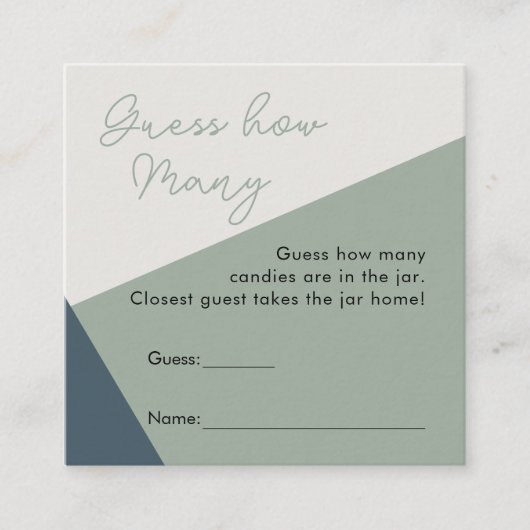 Raad eens hoeveel spel eenvoudige sage groene drie informatiekaartje (Voorkant)