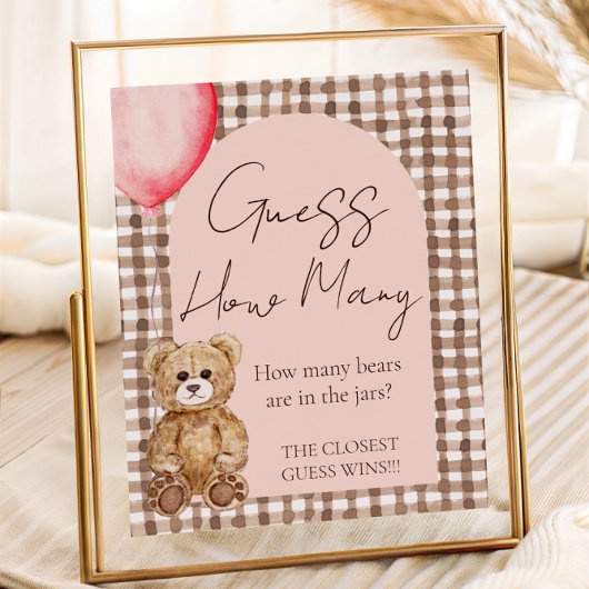 Raad eens hoeveel Teddy Bear Baby shower speeltafe Poster