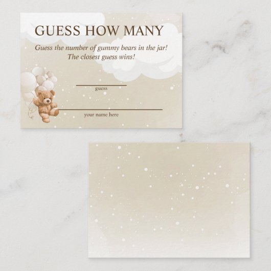 Raad eens hoeveel Teddy Bear Baby showers kaarten (Voorkant / Achterkant)