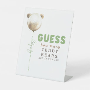 Raad eens hoeveel Teddy Bears - Baby shower Reclamebord Met Voetstuk