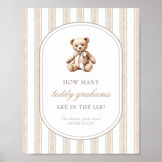 Raad eens hoeveel Teddy Grahams Baby shower spel t Poster (Voorkant)