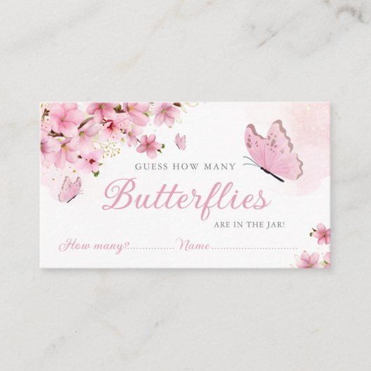 Raad eens hoeveel vlinders baby shower spel informatiekaartje (Voorkant)